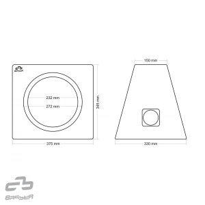 Dimenzije kutije za subwoofer 25cm, 20 litara, s kompresijom za optimalan zvuk.