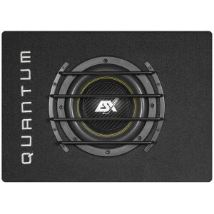 Subwoofer ESX QXB8 u kutiji za auto audio, visokokvalitetni zvuk.