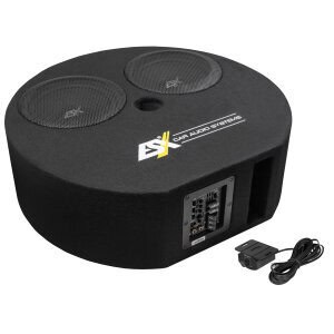 Aktivni subwoofer ESX DBX800A u kutiji za snažan bass zvuk.