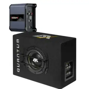 Snažan bass komplet za auto zvuk, uključuje SounDigital SD400.2 EVO5.0 pojačalo i ESX QXB6 subwoofer.